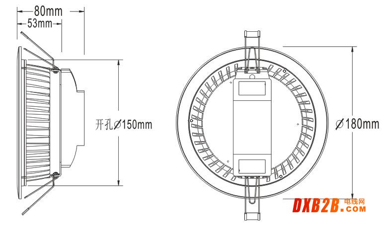 5寸LED筒灯尺寸图